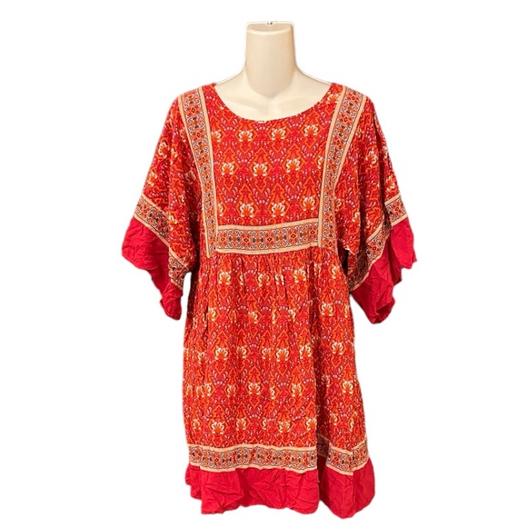 R.Vivimos Summer Cotton Half‎ Sleeve Casual Loose Bohemian Floral Tunic Dress - Picture 4 of 10